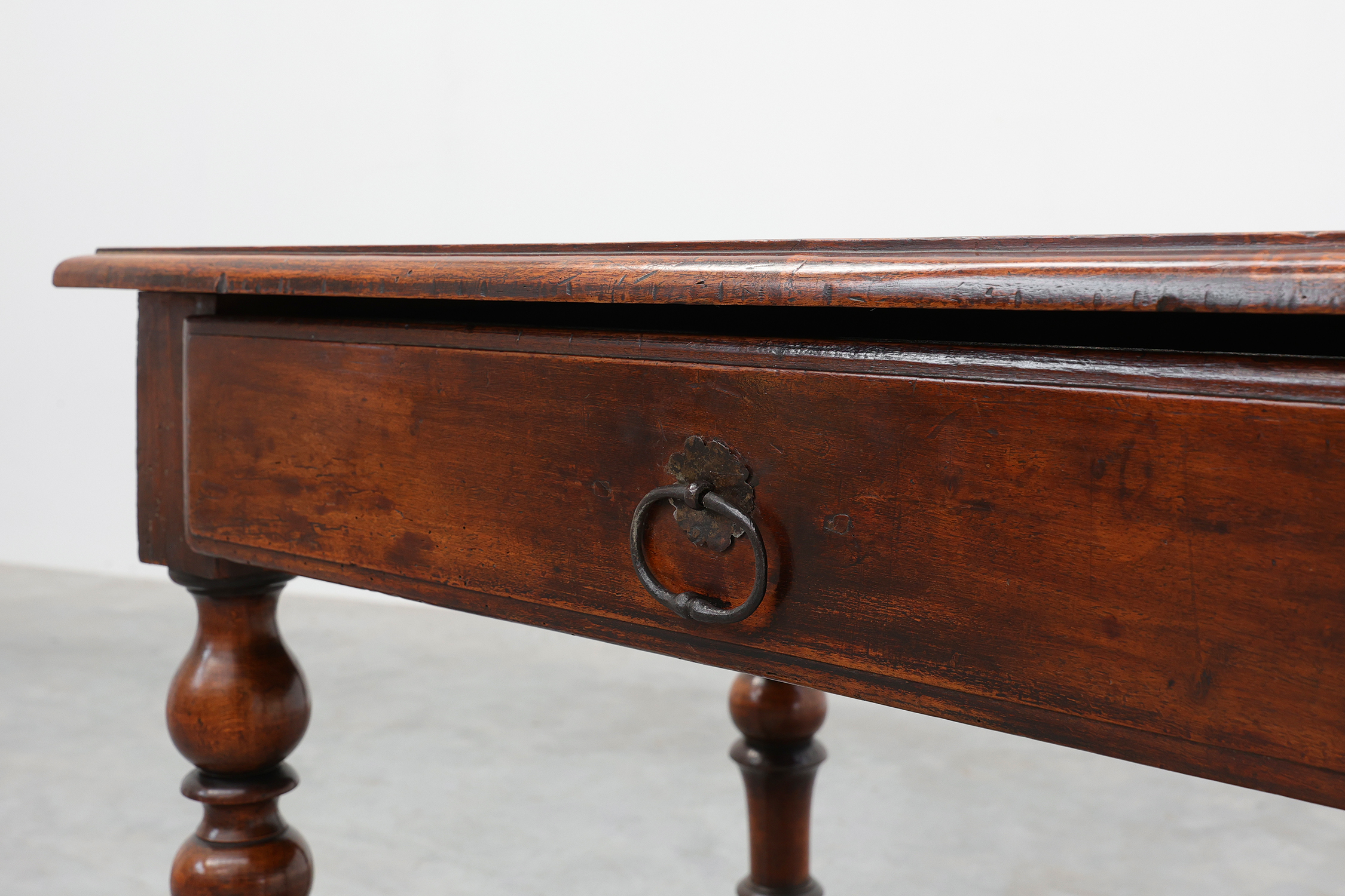 French Louis XIII Walnut Side Table with Drawer and Turned Legs, circa 1850thumbnail